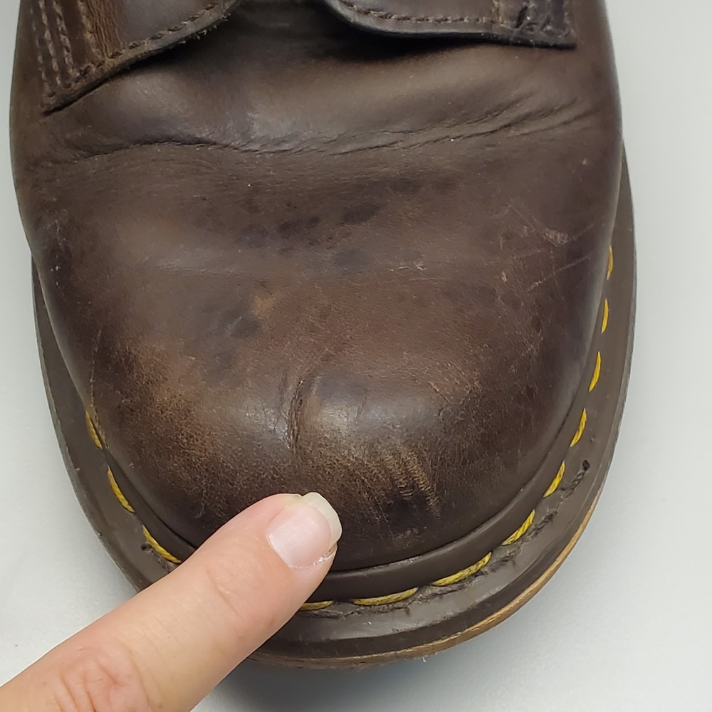 Dr Martens Doc Mens Tristan Boots Size 11 Chocolate Brown Leather Combat Lace Up - Picture 10 of 12